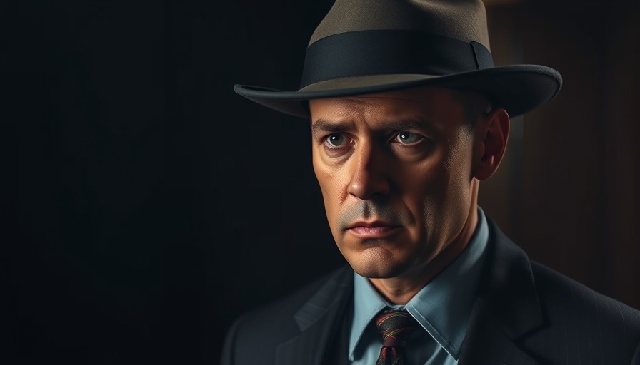 Man in suit from The Godfather, serious expression, cinematic photo.