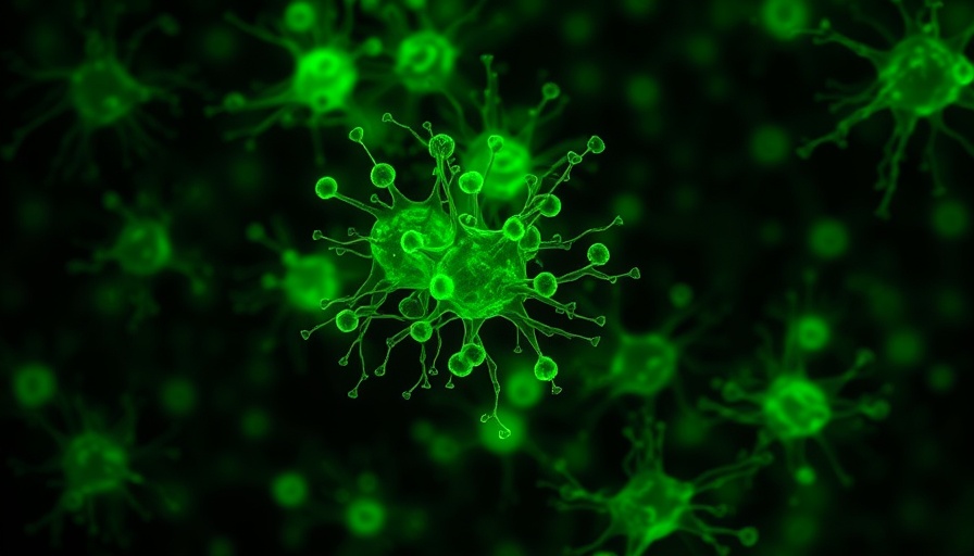 Fluorescent microscopy of neural cells in autism research.