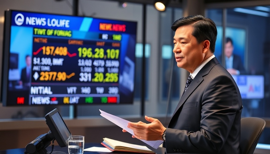 News anchor delivering report on economic trade deals with Japan.