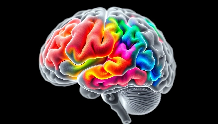 Functional MRI Autism Research brain scan with colored data blocks.