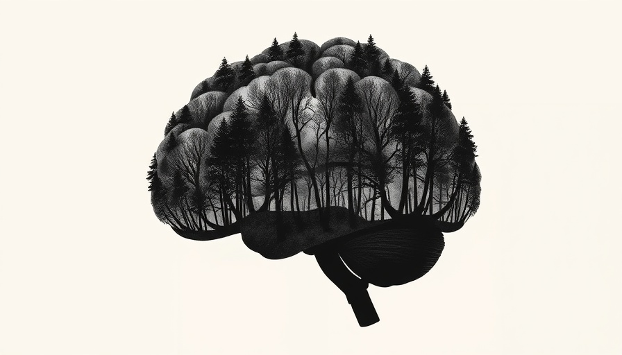 Natural Neuroscience concept with brain and forest illustration.