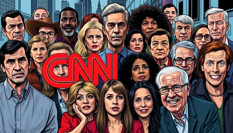 Collage of individuals reacting to CNN broadcast with graphic overlay.