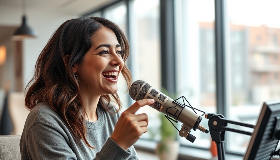 Woman discussing podcast topics in modern studio, Social Media Influences Relationships.