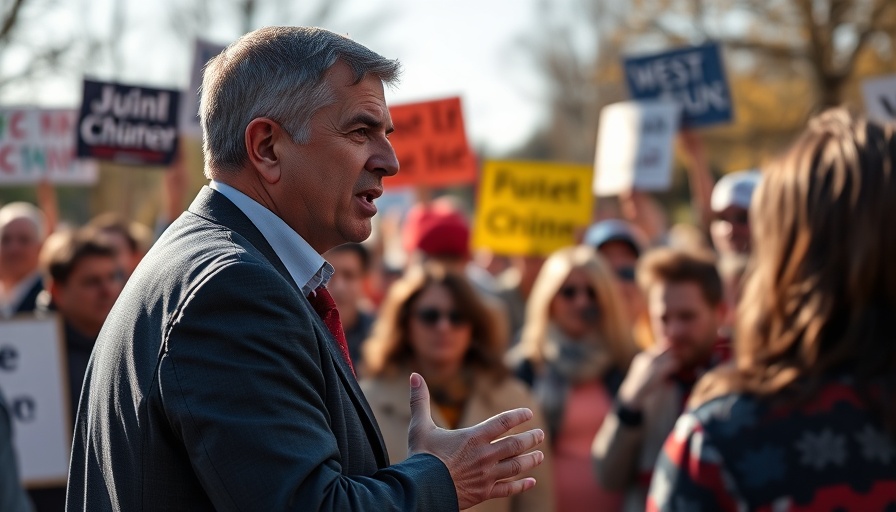 Political speaker addressing audience during a debate.