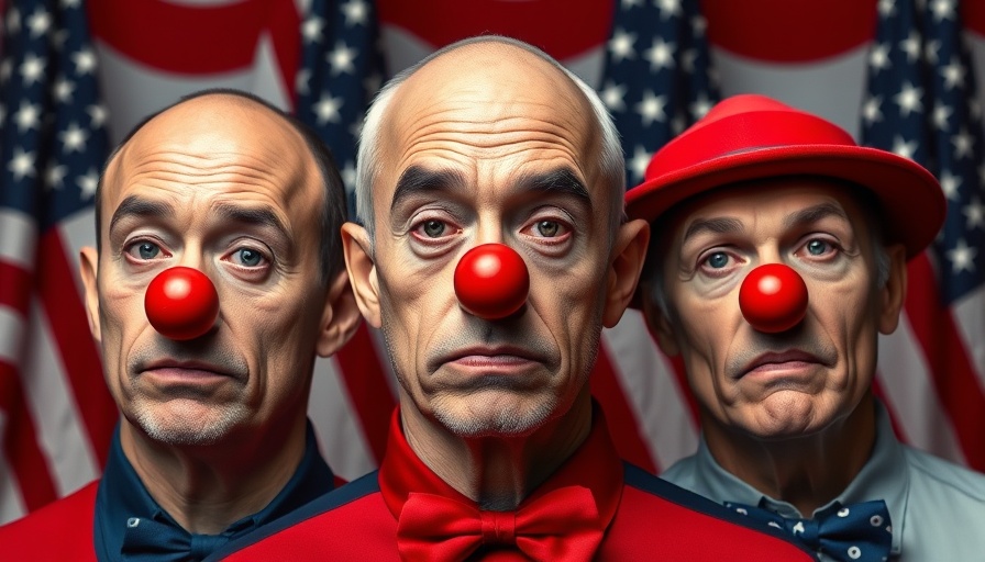 Republican Feminists in Congress concept with clown noses and flags.