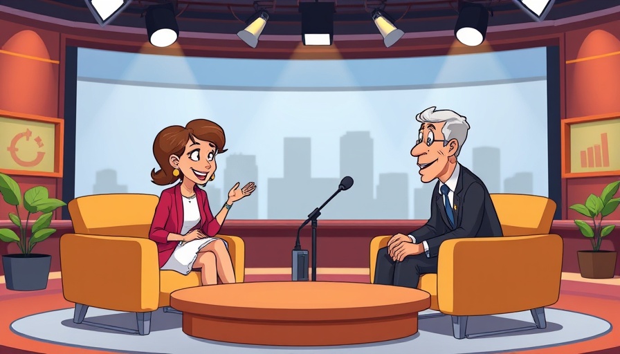 Charlie Kirk Bill Maher Interview scene in animated talk show style.