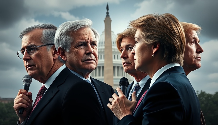 Expressive political discussion with Washington Monument background, dark woke Democratic Party.