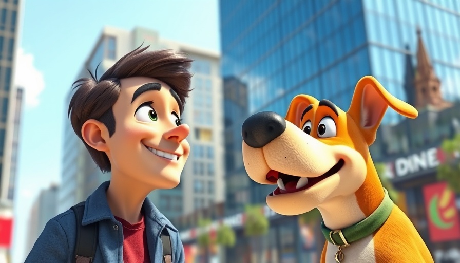 Animated characters in urban setting, challenging the narrative.