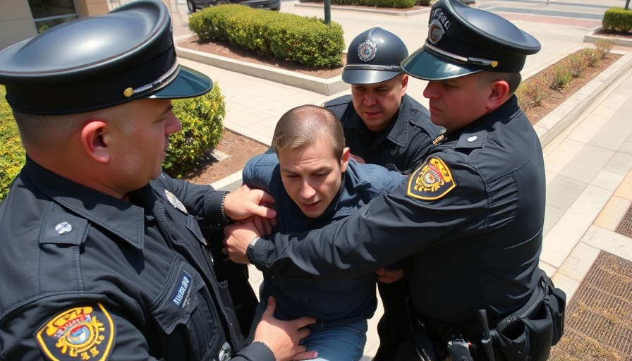 Law enforcement challenges illustrated with police officers and individual in tense scene.