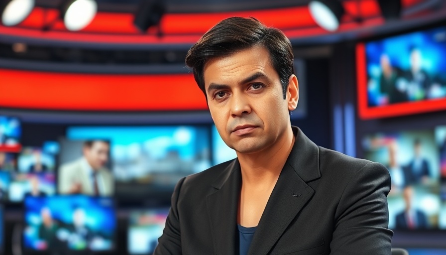 News anchor reporting in a studio during Trump's First 100 Days.