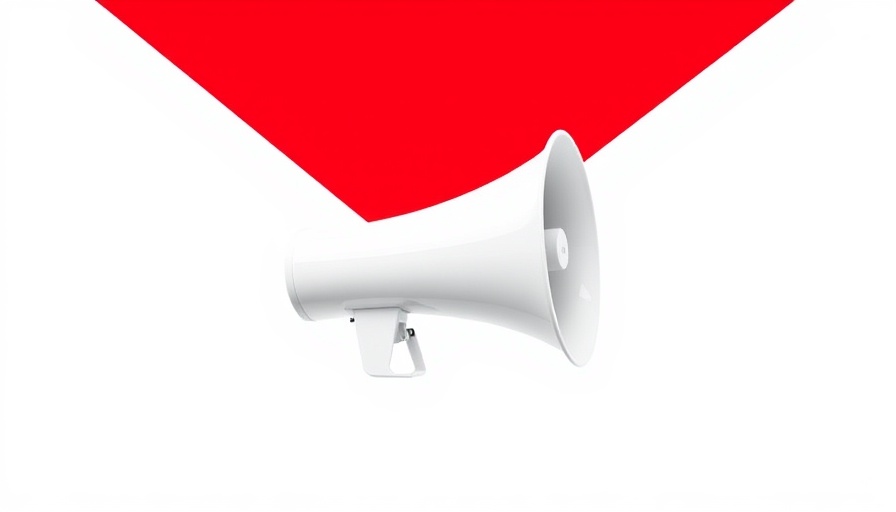 Megaphone projecting red beam symbolizing autism research advocacy.