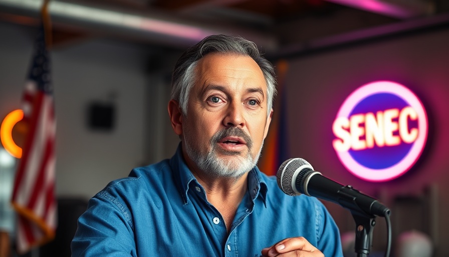 Middle-aged man speaking in studio, related to Trad Wife Phenomenon.