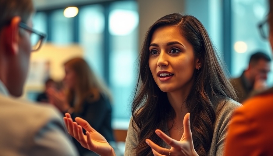 Young woman passionately speaking about cross symbolism debate.