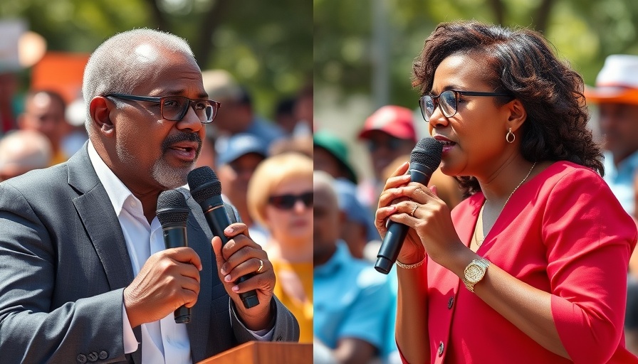 Public debate highlighting the decline of trust in experts at an outdoor event.