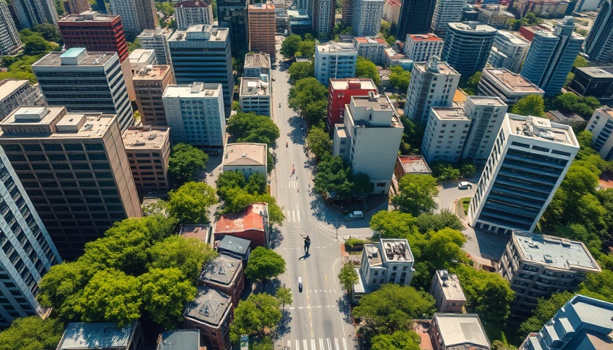Aerial view of Atlanta neighborhood on a sunny day.