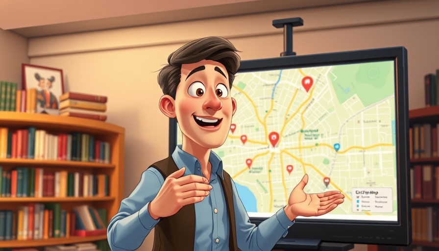 Guide to living in Atlanta with map and man explaining.