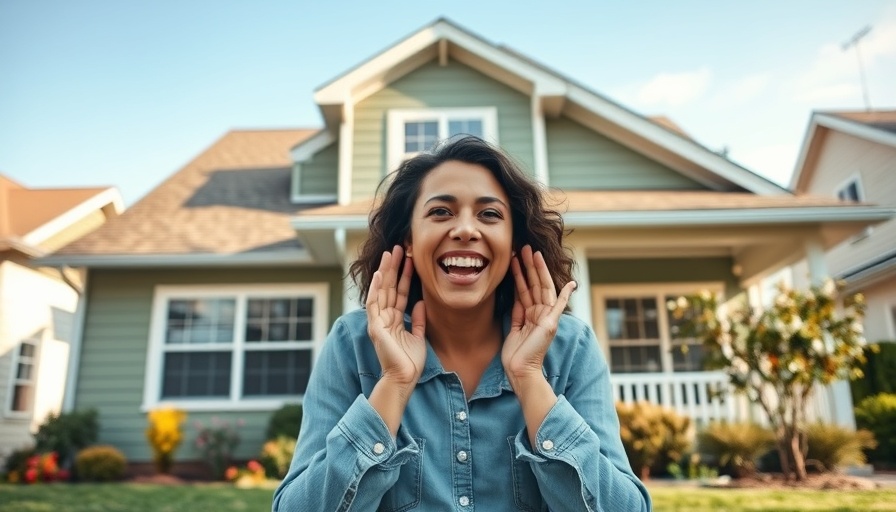 Charming suburban house near Emory with excited woman, Atlanta real estate.