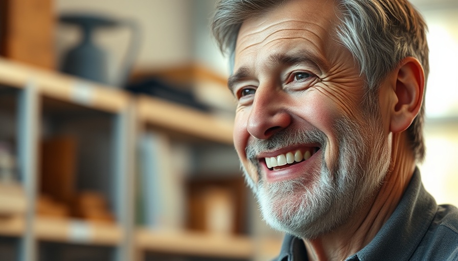 Middle-aged man smiling indoors, reflecting Atlanta culture.