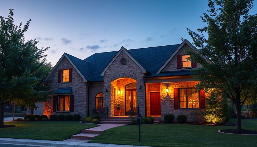 Charming suburban house in Atlanta real estate at dusk.
