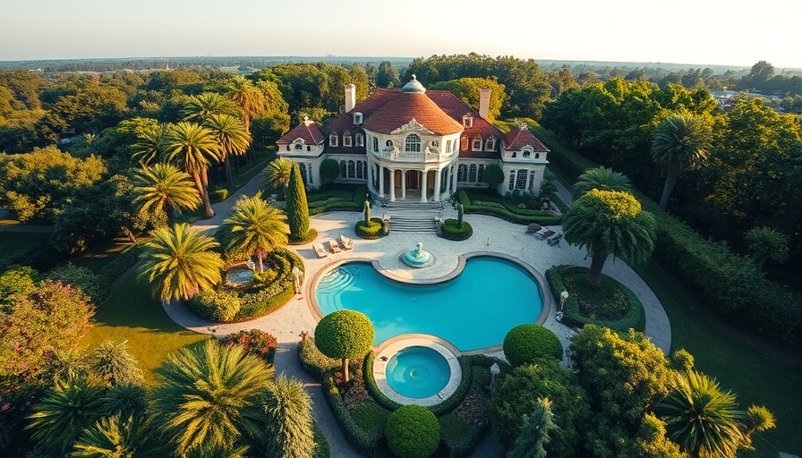 Luxurious Atlanta real estate with garden and pool.
