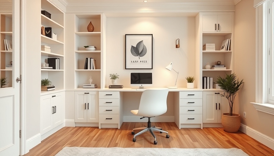 Atlanta real estate stylish home office with modern decor.