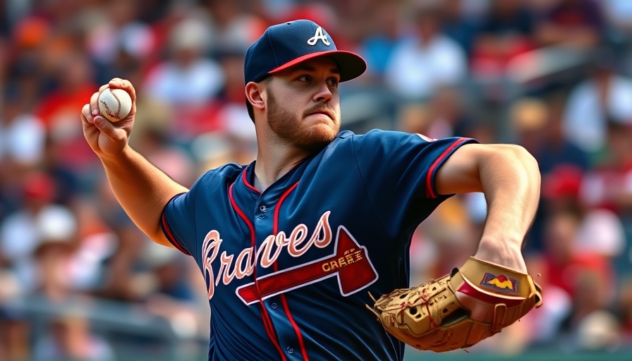 Atlanta Braves player pitching, intense focus during game action.