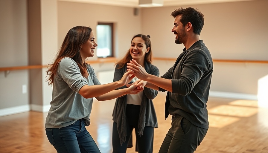 Playful dance interaction in Atlanta studio, friendly vibe.
