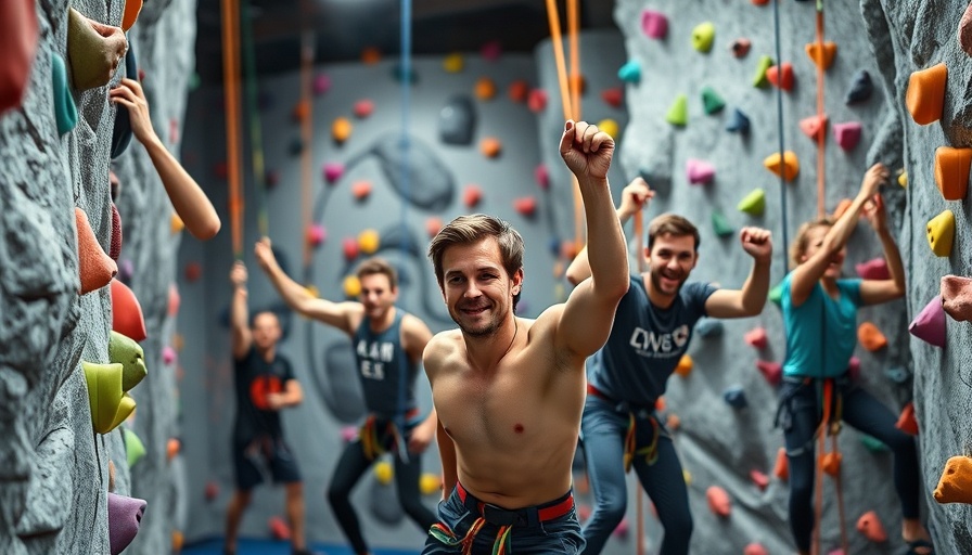 Hidden sports gems in Atlanta: indoor rock climbing enthusiasts at a gym.