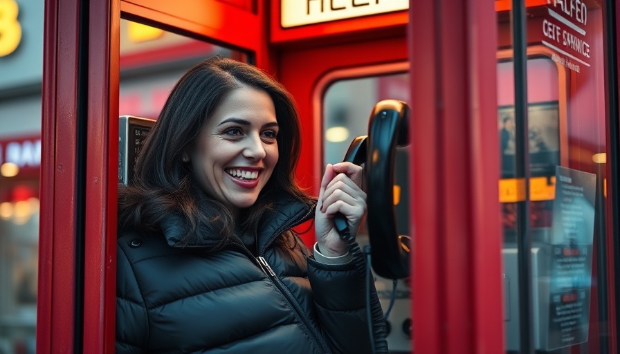 Woman enjoying vintage phone interaction at Atlanta tour.
