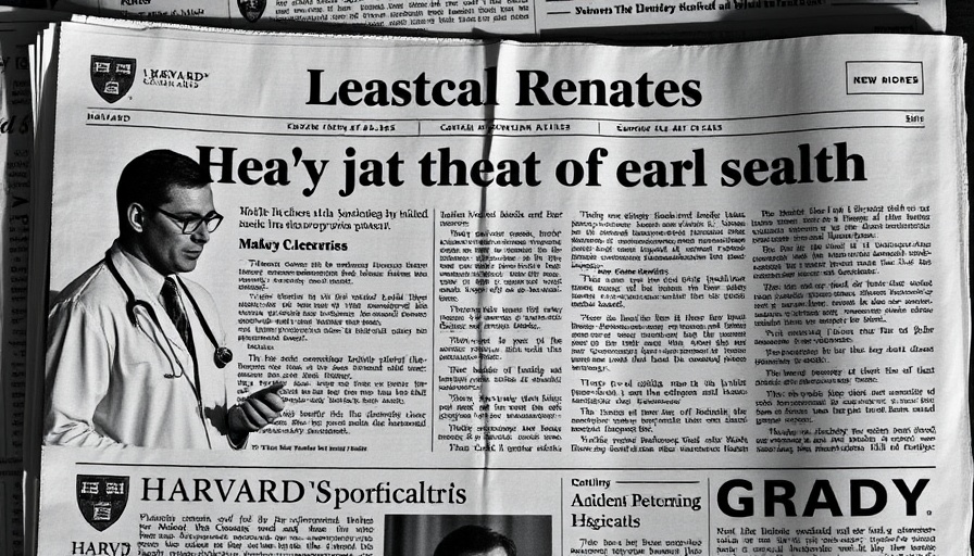 Retro newspaper featuring Harvard and Grady, promoting women's heart disease awareness.