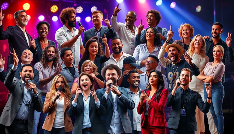 Collage of entertainers in dynamic poses for Atlanta news.