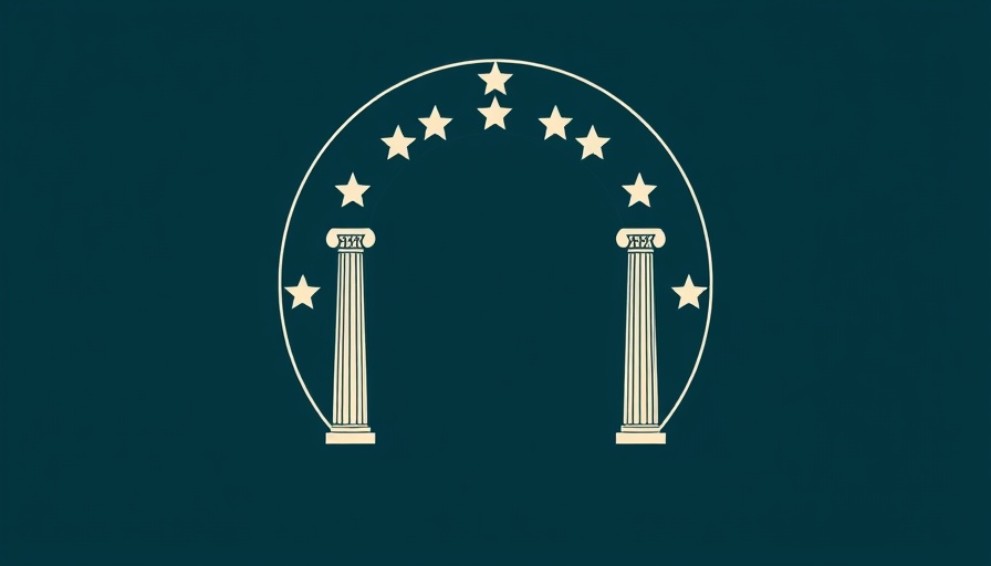 Minimalist Georgia state seal, cutting red tape in Atlanta theme.
