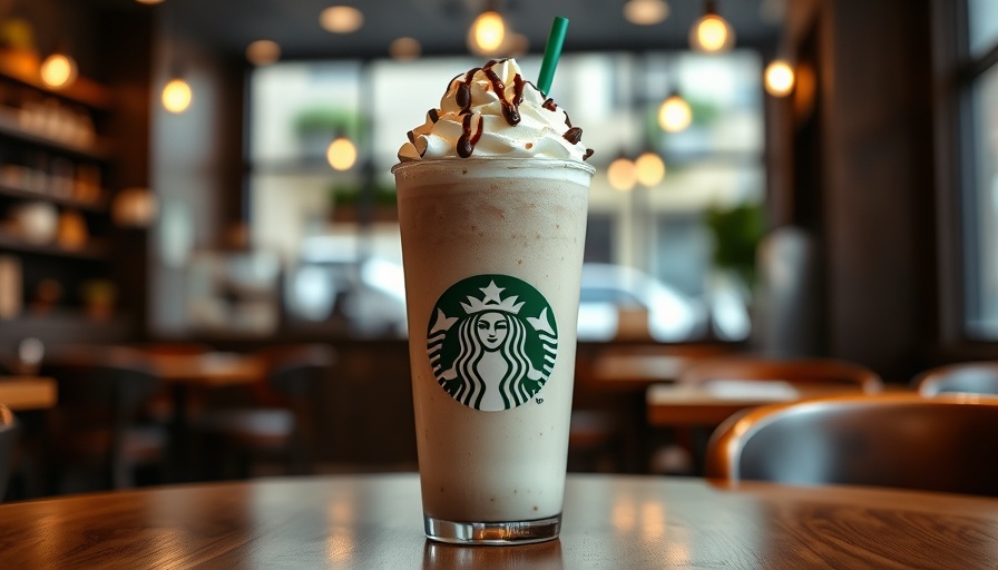 Starbucks Frappuccino Roast Coffee on cafe table.