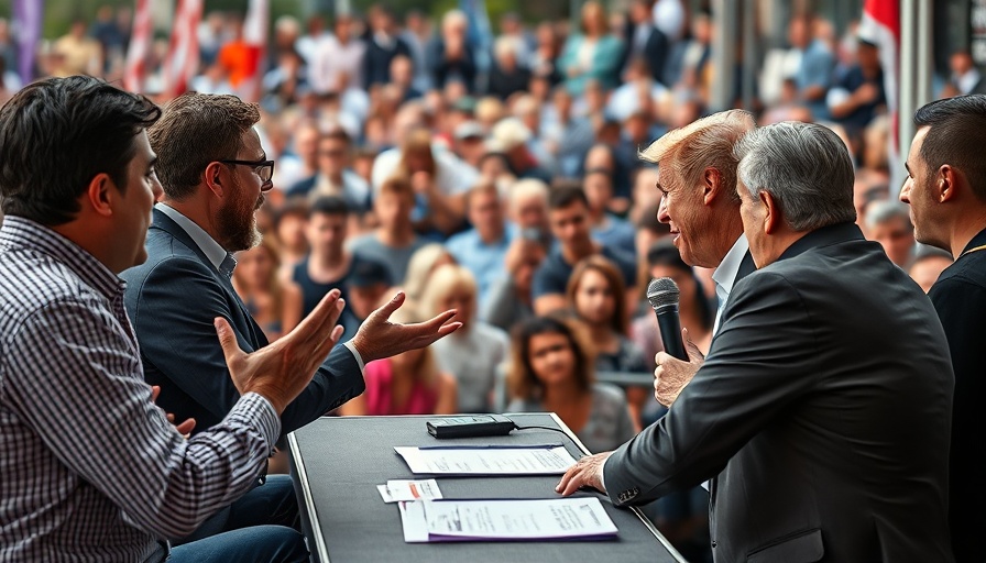 Intense public debate scene depicting passionate argument, Conservatism Deserves Respect.