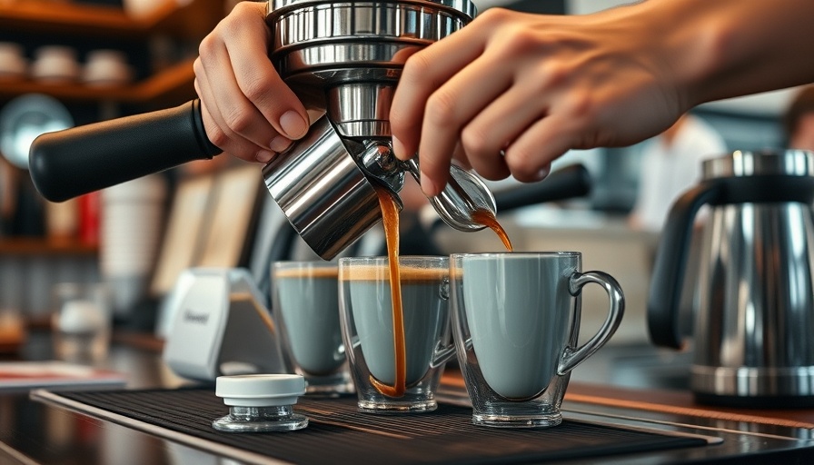 Pouring coffee into cups at a coffee shop counter demonstrating etiquette.