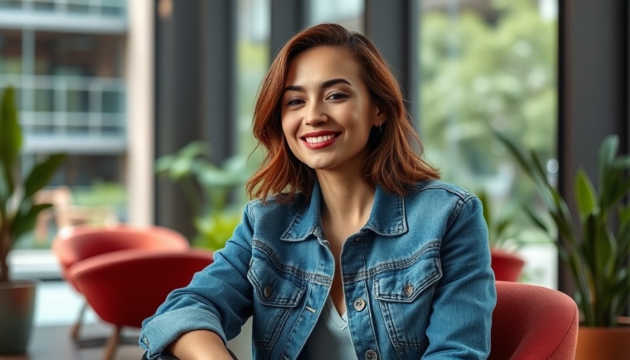 Confident woman smiling indoors, identity politics discussion setting.
