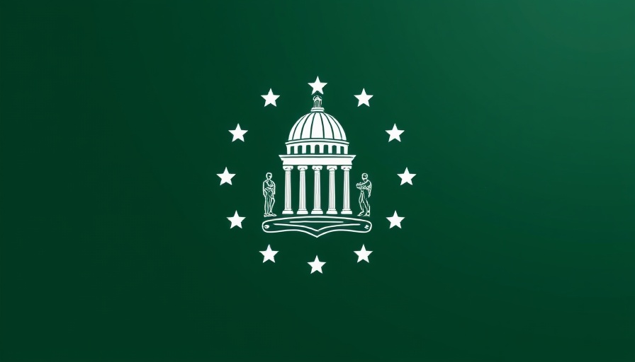 Georgia state emblem symbolizing Georgia tax revenues decline, on a dark green background.