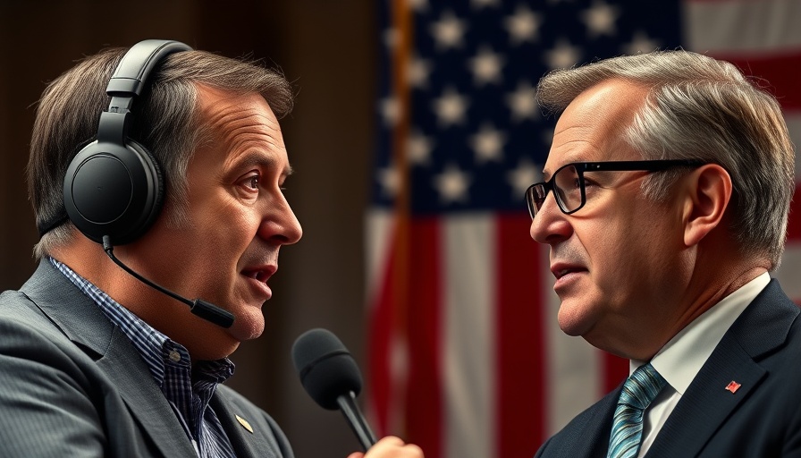 Discussion on US-China Trade Deal with two men debating.