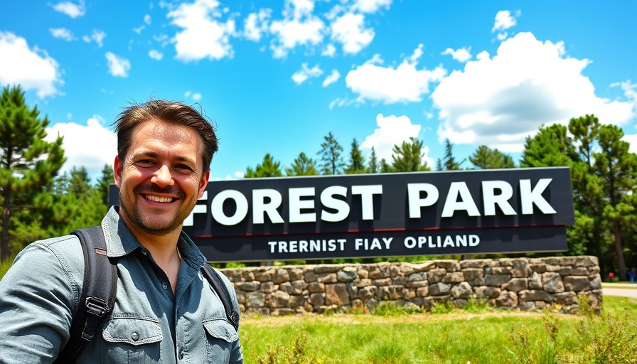 Living in Forest Park GA informational graphic with smiling man.