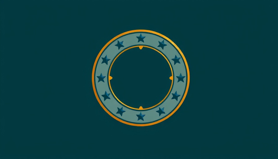 Abstract Georgia state seal design, symbolic representation, muted tones.