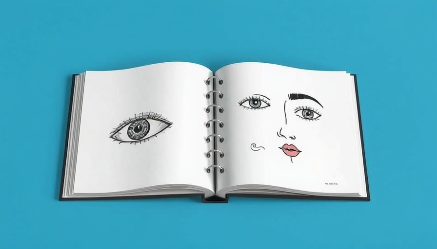 Illustrated book with eyes and face sketches related to SHANK2 variants and autism.