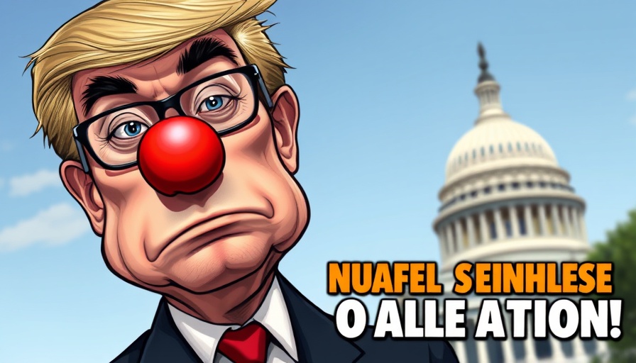 Satirical media graphic criticizing political narratives with clown imagery.