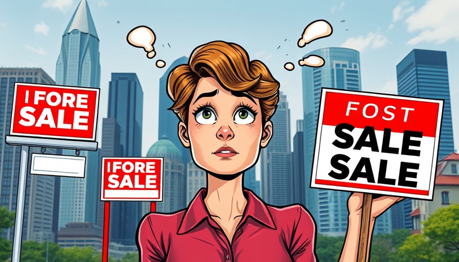 Atlanta real estate market analysis with for sale signs and city skyline.