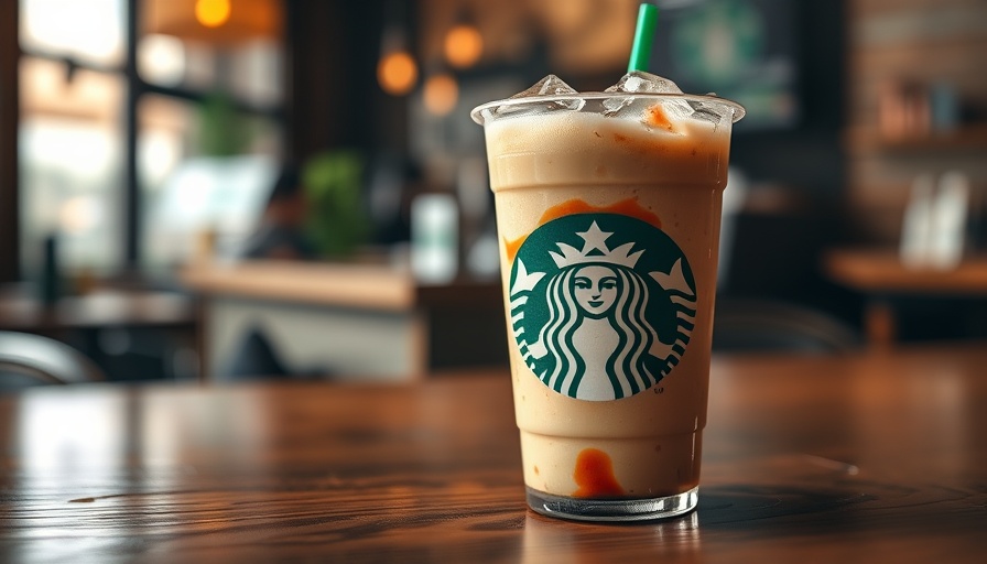 Iced Starbucks drink with horchata syrup on a wooden table.
