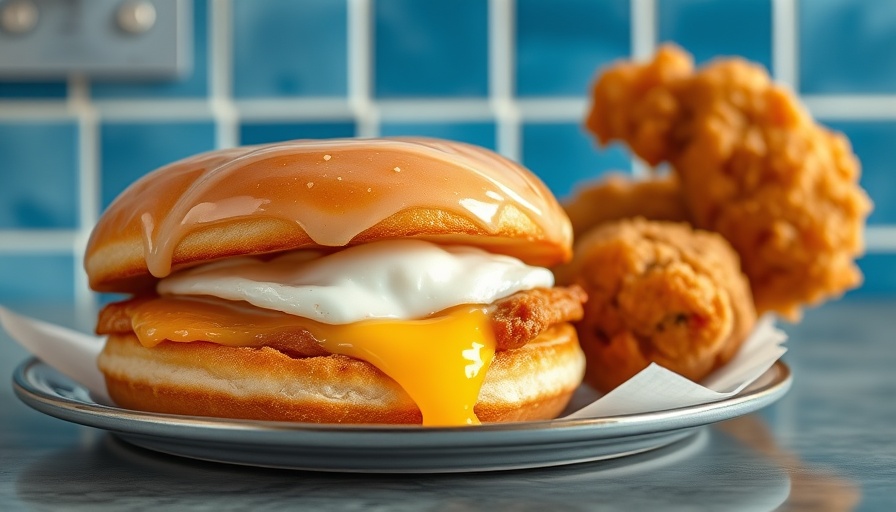 Delicious doughnut sandwich with egg and chicken in Atlanta