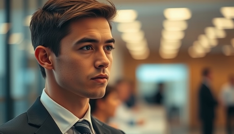 Young man discussing in formal attire, indoor setting.
