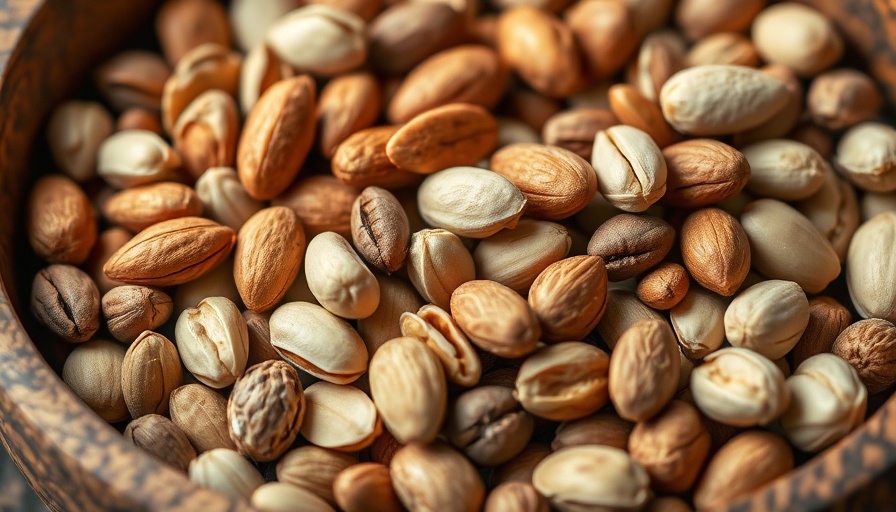 Varied nuts and seeds in wooden bowl, maximizing protein.