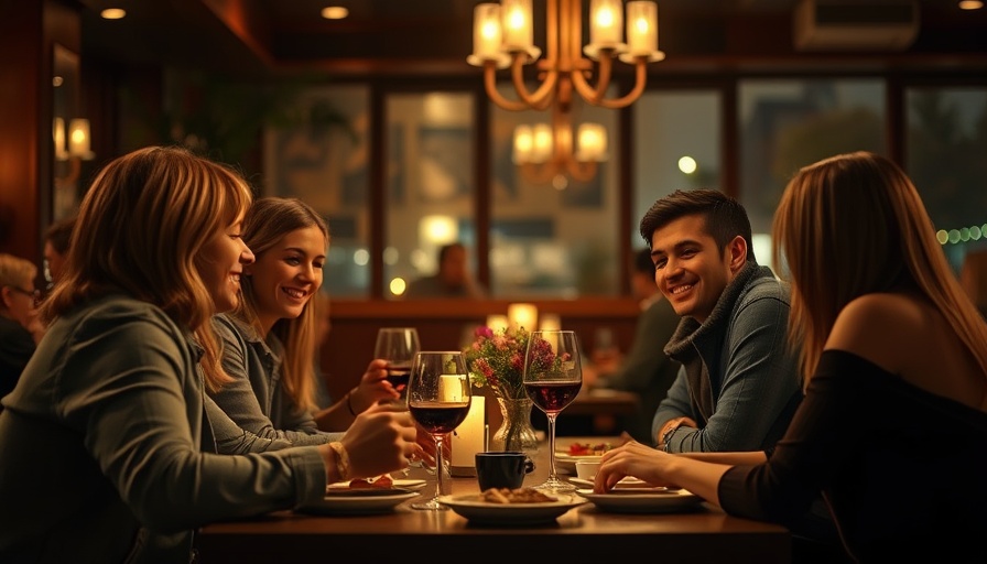 Friends capturing Timeleft dinners moments in a cozy restaurant.