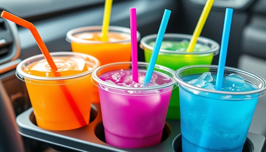 Vibrant Dutch Bros low-sugar drinks assortment with colorful straws.