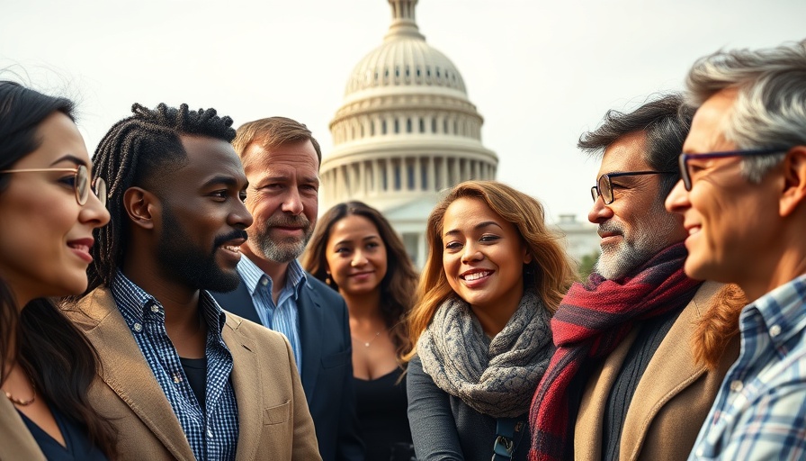 Diverse individuals in conversation near Capitol, discussing antisemitism rhetoric.